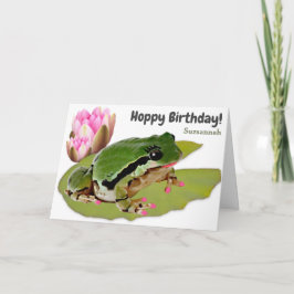 Funny Birthday Frog Princess Pink Water Lily Karte