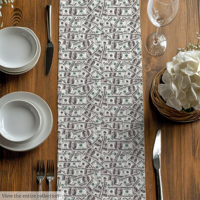 Funny birthday gift trendy cash print custom name mittelgroßer tischläufer (Funny birthday gift trendy cash print custom name Medium Table Runner)