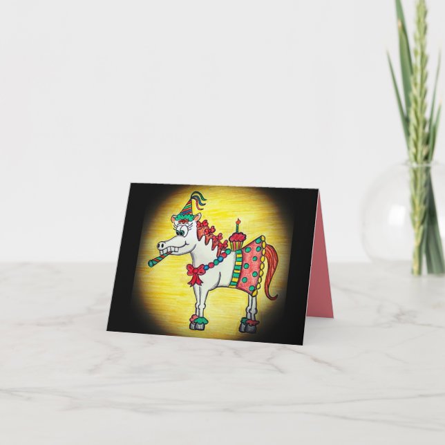 Funny Birthday Horse Card Dankeskarte (Vorderseite)