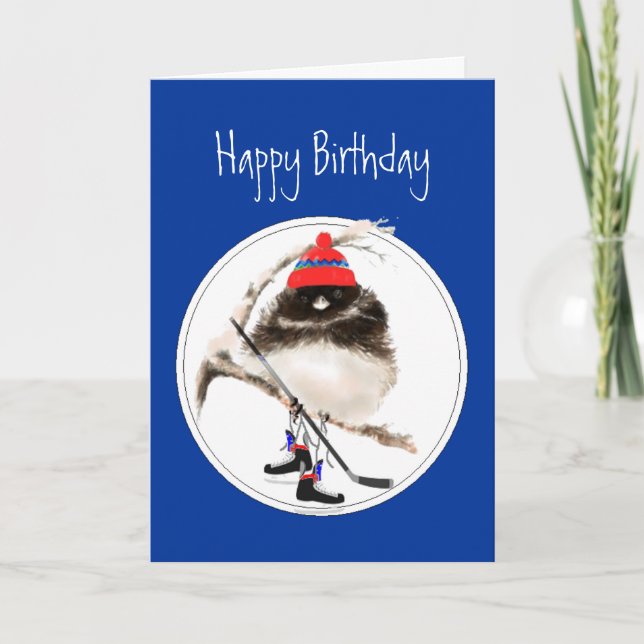 Funny Birthday Ice Hockey Winter Sport Bird Karte (Vorderseite)