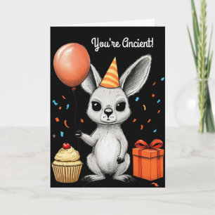 Funny Birthday Kangaroo mit Party Hat Vector Karte