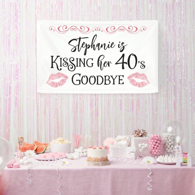 Funny Birthday Kiss a Decke Auf Wiedersehen Maßges Banner (Party)