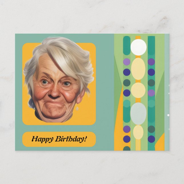 Funny Birthday Lady Retro Postkarte (Vorderseite)