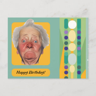Funny Birthday Lady Retro Postkarte