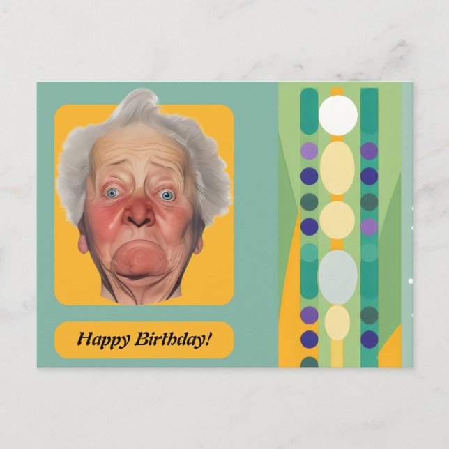 Funny Birthday Lady Retro Postkarte (Vorderseite)
