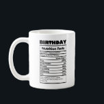 Funny Birthday Nutrition Facts Postcard Kaffeetasse<br><div class="desc">Funny Birthday Nutrition Facts Postcard Coffee Tasse</div>