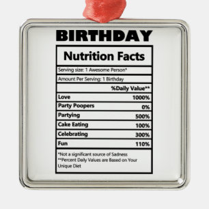 Funny Birthday Nutrition Facts Postcard Ornament Aus Metall