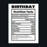 Funny Birthday Nutrition Facts Postcard Postkarte<br><div class="desc">Funny Birthday Nutrition Facts Postcard</div>