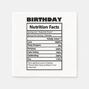 Funny Birthday Nutrition Facts Postcard Serviette