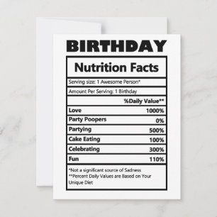Funny Birthday Nutrition Fakten Feiertagskarte