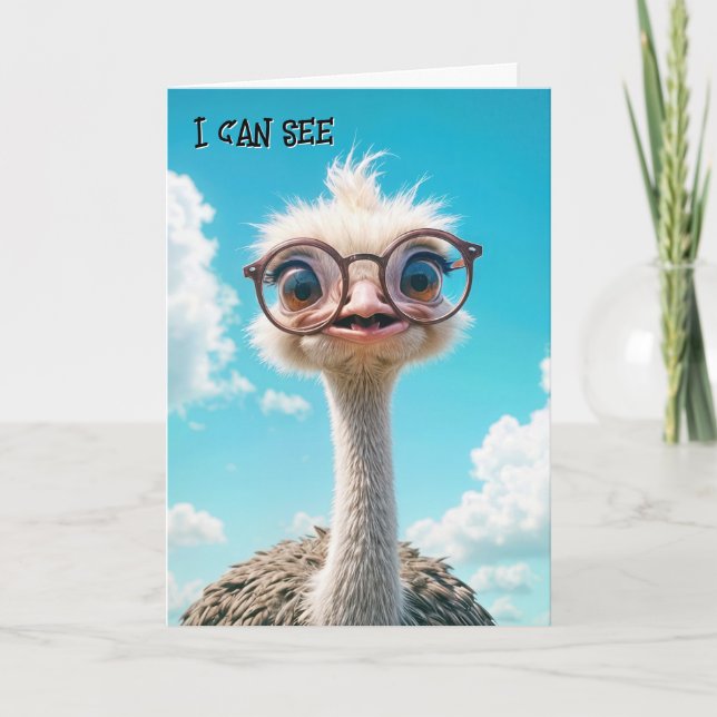 Funny Birthday Ostrich Wearing Eyeglasses Karte (Vorderseite)