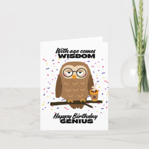 Funny Birthday Owl Kaffee Geniale Weisheitskarte Dankeskarte