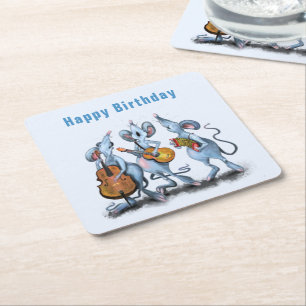 Funny Birthday Paper Untersetzer Musical Mouse Ban