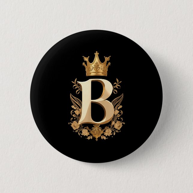 Funny Birthday Queen B - Letter B And Crown (bee)  Button (Vorderseite)