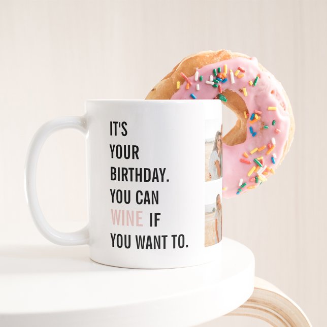 Funny Birthday Quotes | Collage Foto | Bestes Gesc Zweifarbige Tasse (Von Creator hochgeladen)