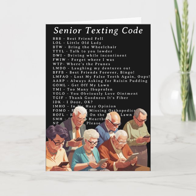 Funny Birthday Seniors Simse Code Karte (Vorderseite)