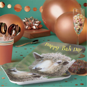 Funny Birthday Sheep Paper Plate Pappteller
