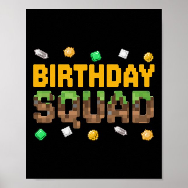 Funny Birthday Squad Birthday Boy Video Game Pixel Poster (Vorne)