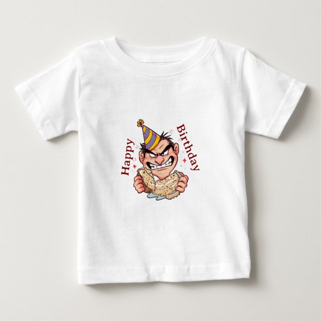 Funny Birthday Sticker Baby T-shirt (Vorderseite)