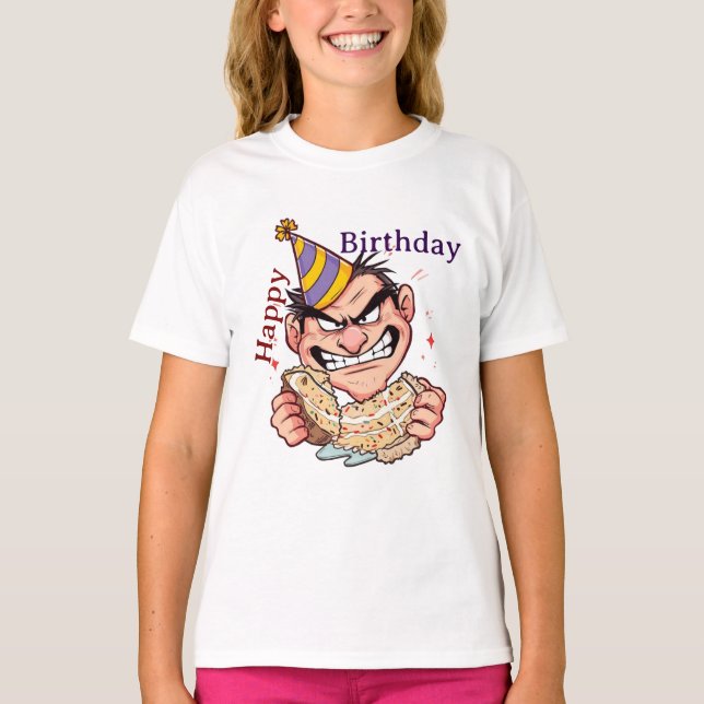 Funny Birthday Sticker T-Shirt (Vorderseite)