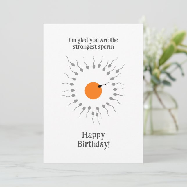 Funny Birthday Strongest Sperm Card Einladung (Stehend Vorderseite)