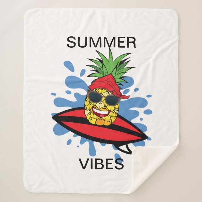 Funny Birthday Surfing Ananas Sherpadecke (Vorderseite)