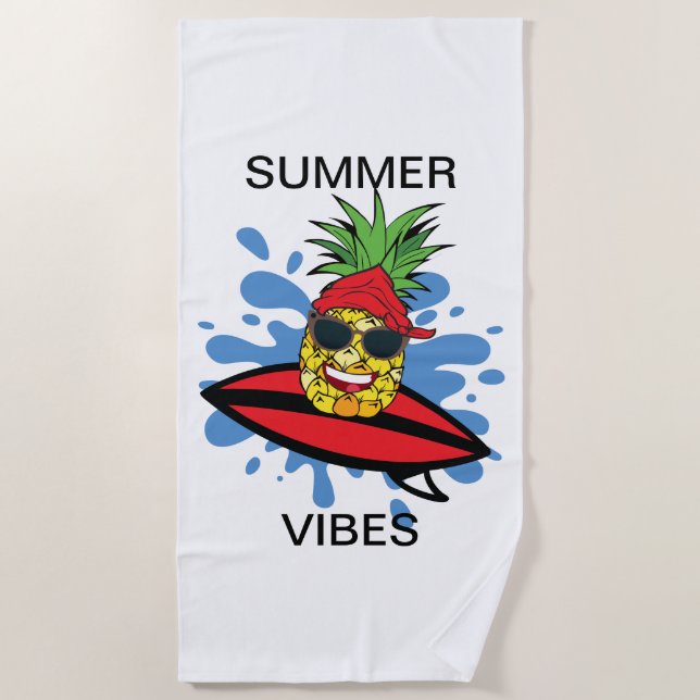 Funny Birthday Surfing Ananas Strandtuch (Vorderseite)