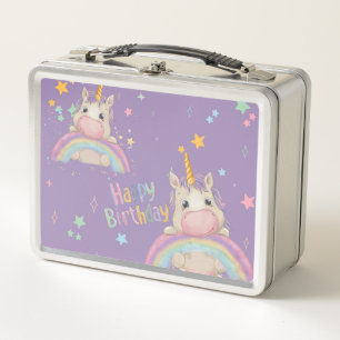 Funny Birthday Unicorn Metall Brotdose