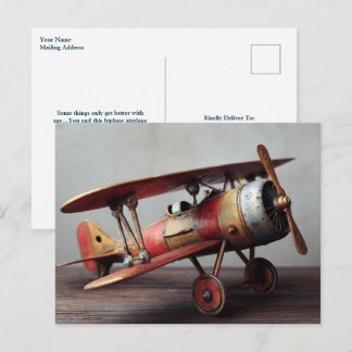Funny Birthday Vintage Biplane Airplane Custom Postkarte