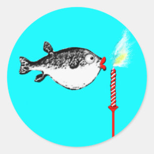 Funny Birthday Wish Fish Runder Aufkleber