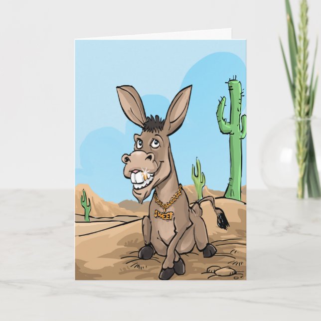 Funny Birthday Wishings - Sweet Donkey Karte (Vorderseite)