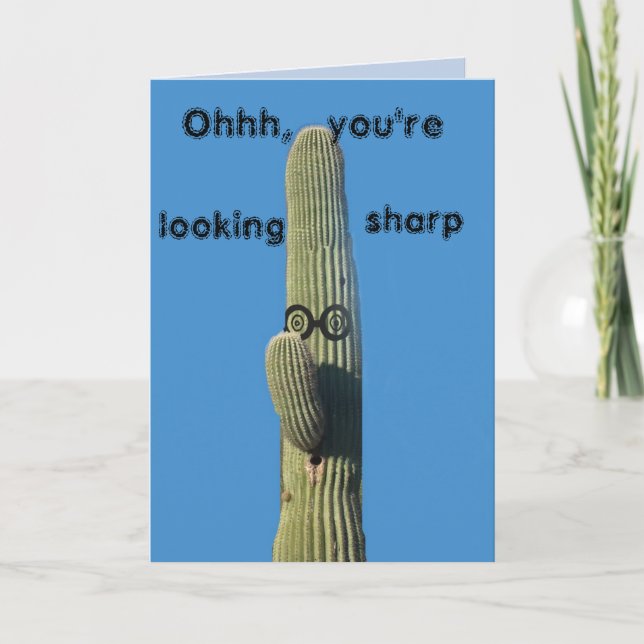 Funny Birthday wünscht Südwest Saguaro Cactus Karte (Vorderseite)