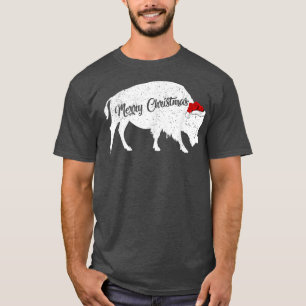 Funny Bison Animal Lover Weihnachtsmannmütze Bison T-Shirt