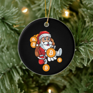 Funny Bitcoin Santa Matching Crypto Weihnachten Keramik Ornament