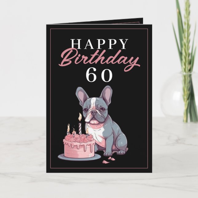 Funny Black and Pink Bulldog Husband Birthday Karte (Vorderseite)