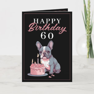 Funny Black and Pink Bulldog Husband Birthday Karte