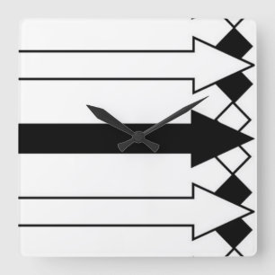 Funny Black and White Arpes Stripes Clock Quadratische Wanduhr
