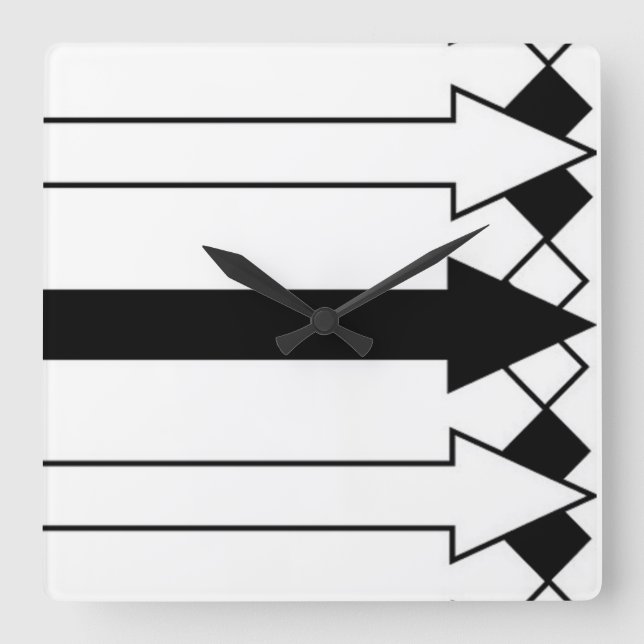 Funny Black and White Arpes Stripes Clock Quadratische Wanduhr (Vorderseite)