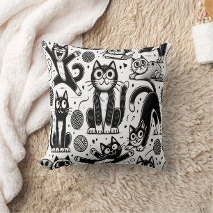 Funny Black and White Cat Muster Dekorative Pillen Kissen
