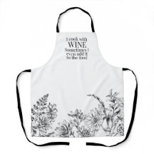 Funny Black and White Floral Wine