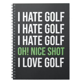 Funny Black and White Golf Golfer Zitat Lover Notizblock