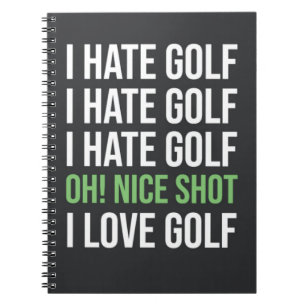 Funny Black and White Golf Golfer Zitat Lover Notizblock