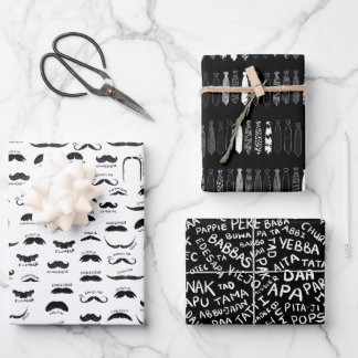 Funny Black and White Vatertag Geschenk Geschenkpapier Set