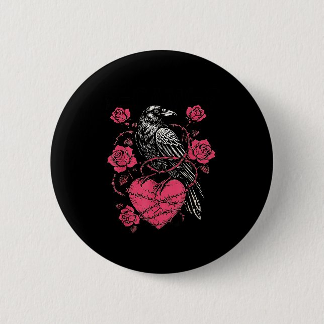 Funny Black Bird F-caw-f Anti Valentines Day Singl Button (Vorderseite)