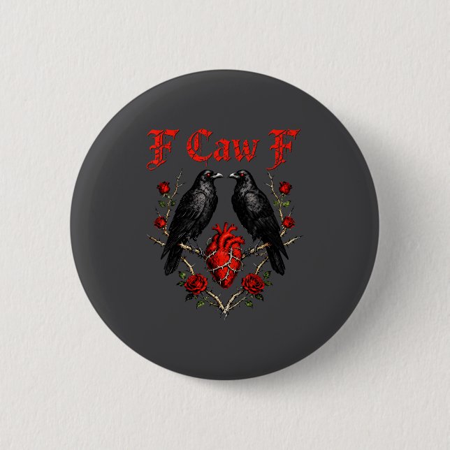 Funny Black Bird F-caw-f Anti Valentines Day Singl Button (Vorderseite)