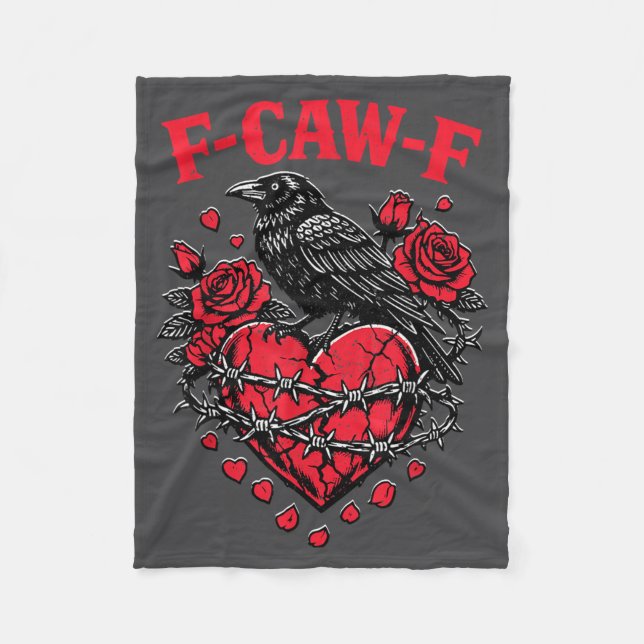 Funny Black Bird F-caw-f Anti Valentines Day Singl Fleecedecke (Vorderseite)