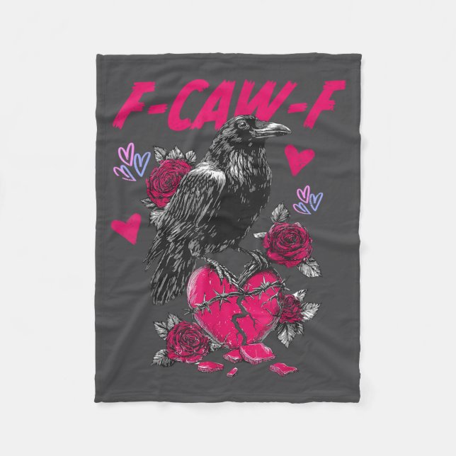 Funny Black Bird F-caw-f Anti Valentines Day Singl Fleecedecke (Vorderseite)