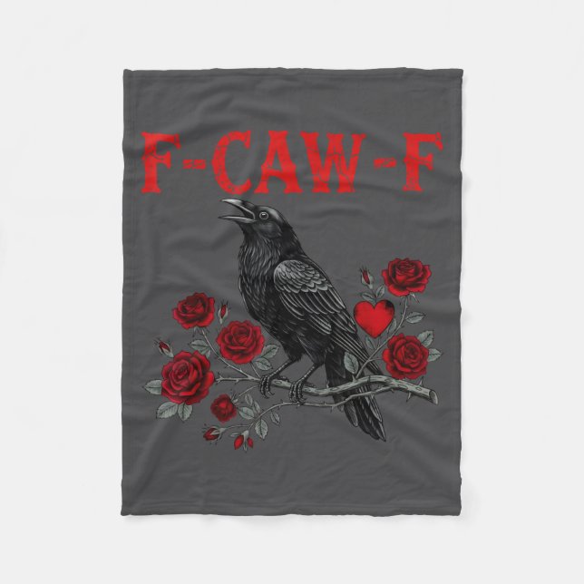Funny Black Bird F-caw-f Anti Valentines Day Singl Fleecedecke (Vorderseite)