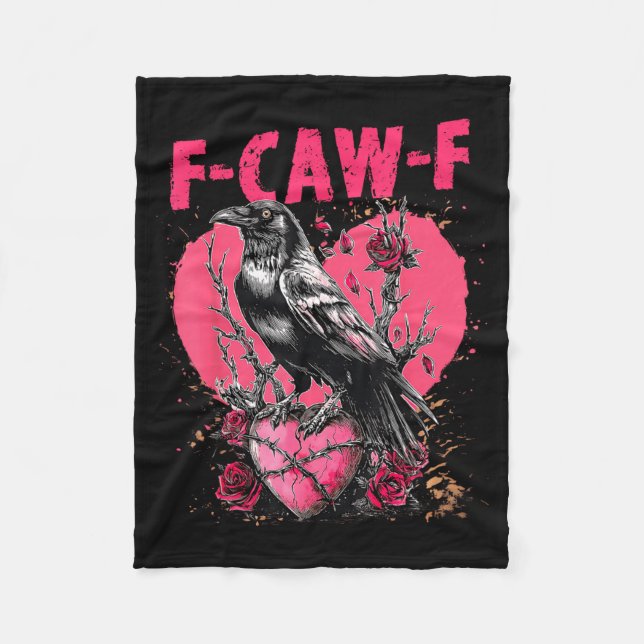 Funny Black Bird F-caw-f Anti Valentines Day Singl Fleecedecke (Vorderseite)