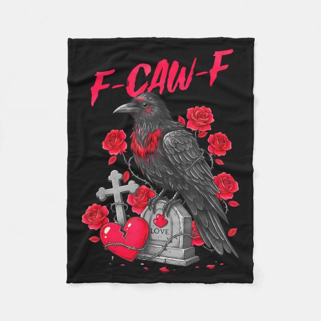 Funny Black Bird F-caw-f Anti Valentines Day Singl Fleecedecke (Vorderseite)